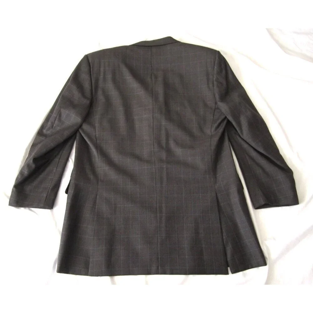 Men‎ Hickey Freeman 3 Button Reda Wool Plaid Blazer Jacket Sz 44 Long (MJ52) USA